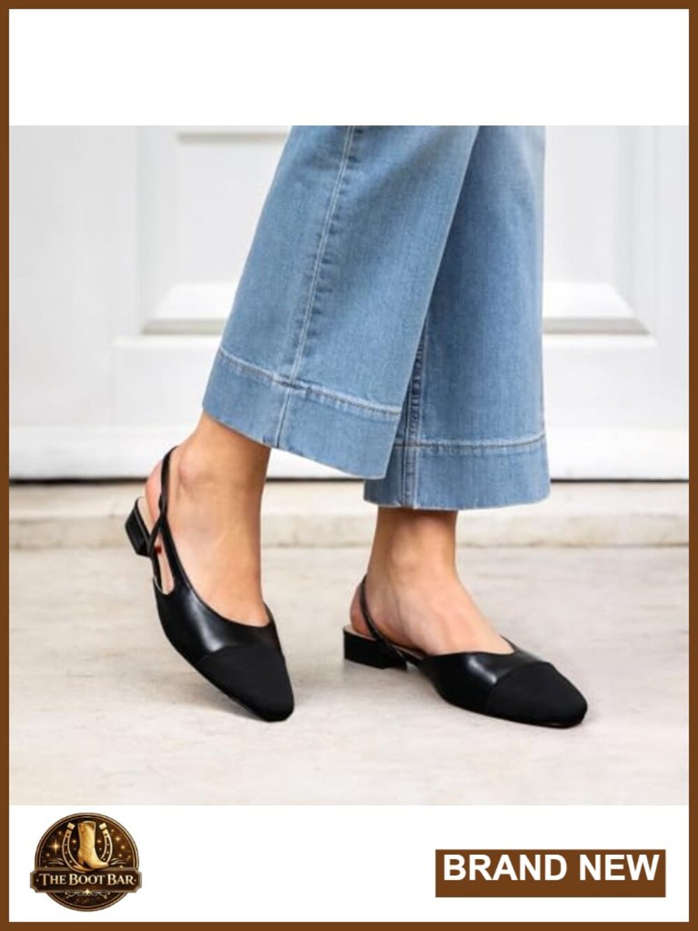 Slingback Ballet Flats Square Toe Low Heel Dressy Work Office Shoes - Picture 2 of 6
